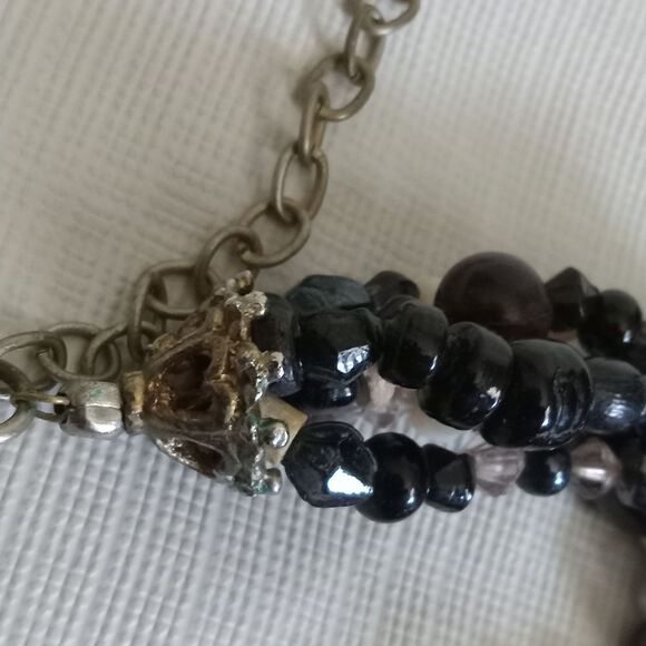 Black & Brown Assorted Beads Adjustable Multi-Strand Layered Statement Necklace - Picture 10 of 12